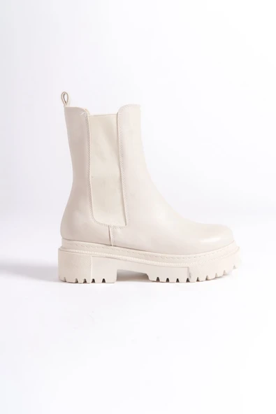 JET-LORA Bağcıksız Lastikli Ortopedik Taban Kadın Bot  CKT - Krem - Resim 6