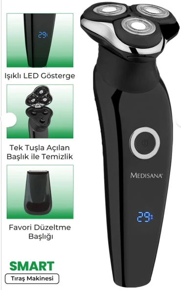 medisana Smart Alman Tasarım Led Ekranlı Esnek Oynar Başlıklı Ipx5 Islak Kuru Şarjlı Tıraş Makinesi - 2