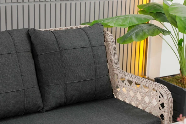 Zigonzi  Vilza, 3+1+1 Rattan Bahçe Mobilyası, Cappuccino - 3