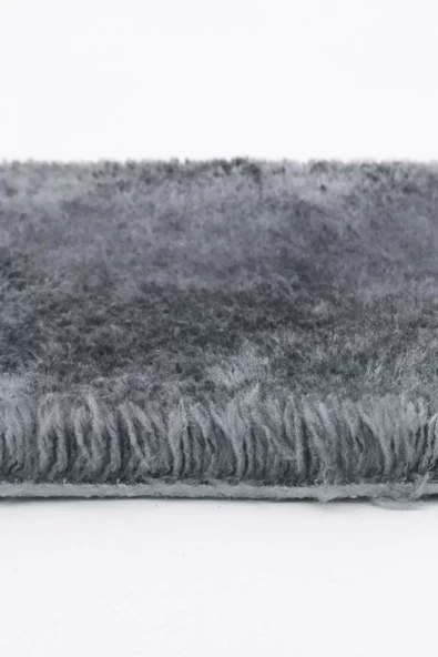 Peluş Halı Koyu Gri Cool Yıkanabilir Oval Kesme Post Yolluk Kilim Salon Halısı Modelleri - 3