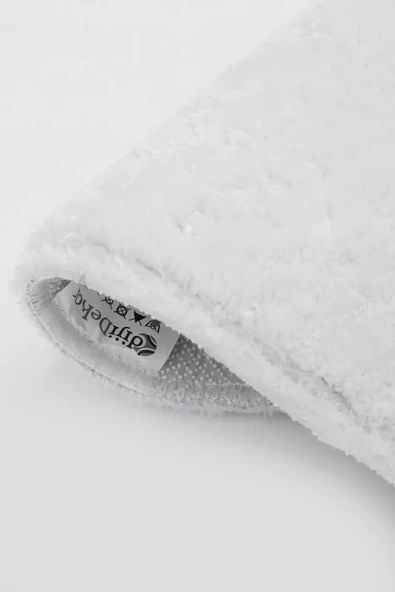 Beyaz Oval Post Dokuma Halı Peluş Yumuşacık Kaymaz Antibakteriyel - 3