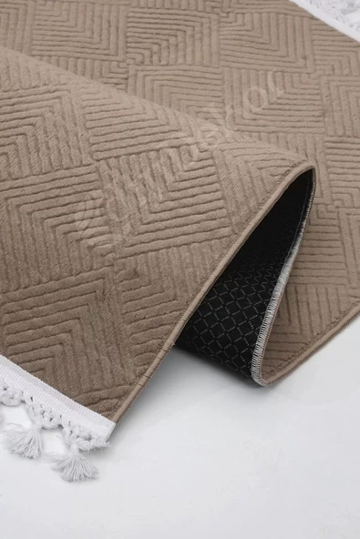 Avangard Halı Pramit Kahve Salon Koridor Antre Mutfak Halısı Silinebilir Ponpon Saçak - 3