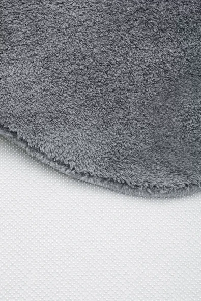 Koyu Gri Şekilli Post Dokuma Halı Peluş Tavşan Tüyü Hissi Antibakteriyel - 5