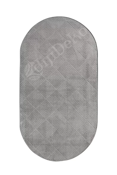 Halı Cool Gri Pramit Kaymaz Yıkanabilir Saçaksız Oval Yolluk Kilim Salon Halısı Modelleri - 2