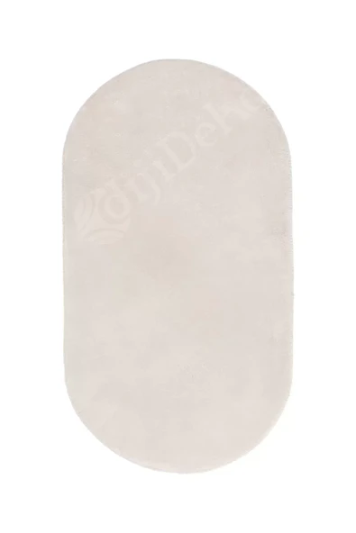 Peluş Halı Krem Cool Yıkanabilir Oval Post Kesme Yolluk Kilim Salon Halısı Modelleri - 2