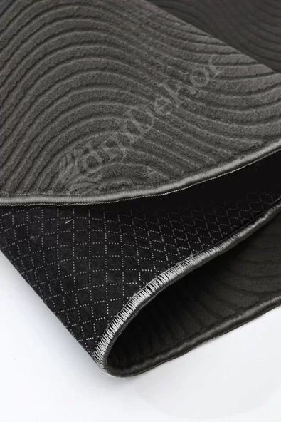 Halı Cool Antrasit Sahra Desenli Saçaksız Oval Kesme Yolluk Kilim Salon Halısı Modelleri - 4