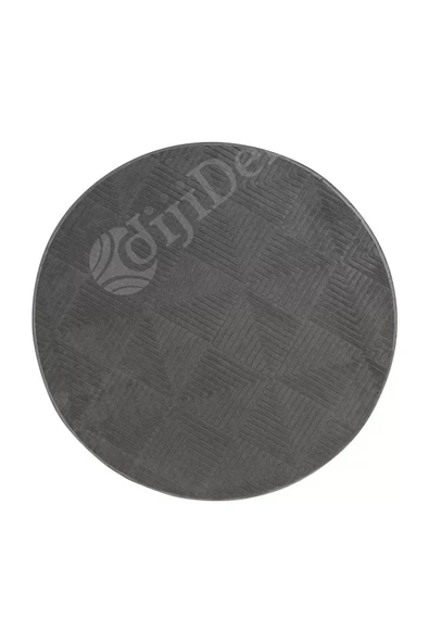 Halı Cool Antrasit Pramit Desenli Saçaksız Yuvarlak Yolluk Kilim Salon Halısı Modelleri - 2