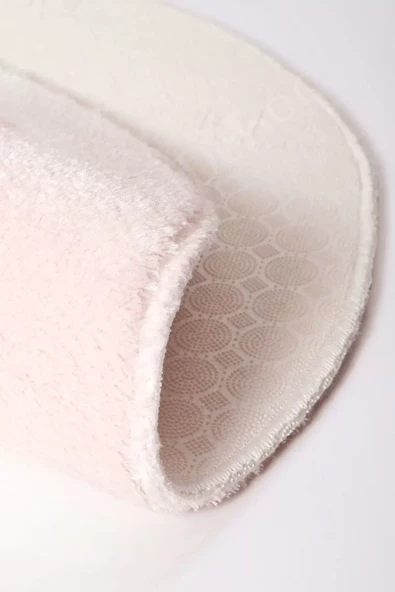 Peluş Halı Pembe Cool Yıkanabilir Oval Post Kesme Yolluk Kilim Salon Halısı Modelleri - Resim 4