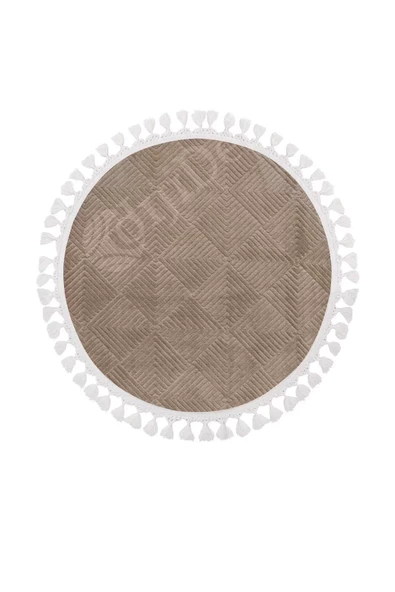 Avangard Yuvarlak Halı Pramit Kahve Salon Koridor Antre Mutfak Halısı Saçaklı - 2