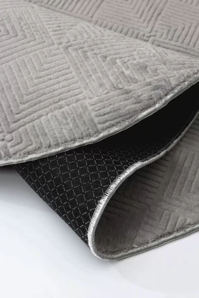 Halı Cool Gri Pramit Kaymaz Yıkanabilir Saçaksız Oval Yolluk Kilim Salon Halısı Modelleri - 4