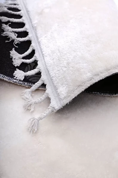 Peluş Halı Krem Cool Düz Desenli Saçaklı Kesme Post Yolluk Kilim Salon Halısı Modelleri - 3