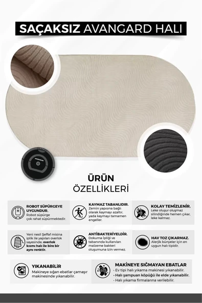 Avangard Oval Halı Pramit Kahve Salon Koridor Antre Mutfak Halısı Silinebilir Yolluk - 5