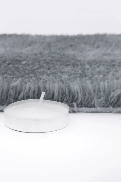 Koyu Gri Şekilli Post Dokuma Halı Peluş Tavşan Tüyü Hissi Antibakteriyel - 3