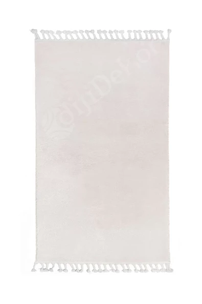 Peluş Halı Krem Cool Düz Desenli Saçaklı Kesme Post Yolluk Kilim Salon Halısı Modelleri - 2