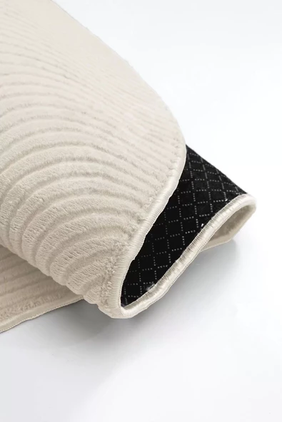 Halı Cool Krem Sahra Desenli Saçaksız Yuvarlak Kesme Yolluk Kilim Salon Halısı Modelleri - 4