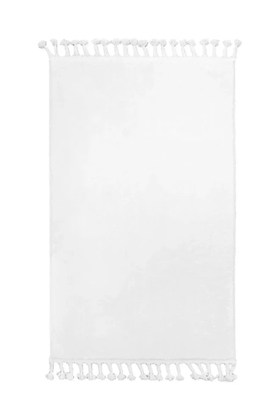 Beyaz Post Dokuma Halı Saçaklı Peluş Yumuşacık Kaymaz Antibakteriyel - 2