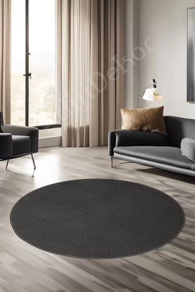 Avangard Yuvarlak Halı Sahra Antrasit Salon Koridor Antre Mutfak Halısı Silinebilir