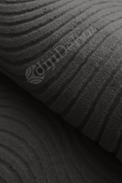 Halı Cool Antrasit Sahra Desenli Saçaksız Oval Kesme Yolluk Kilim Salon Halısı Modelleri - 3