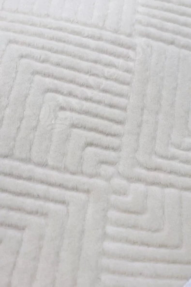 Avangard Oval Halı Pramit Krem Salon Koridor Antre Mutfak Halısı Silinebilir Ponpon Saçak - 3