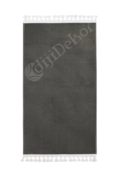 Halı Cool Antrasit Sahra Kaymaz Yıkanabilir Saçaklı Kare Yolluk Salon Halısı Modelleri - 2