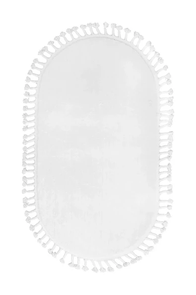 Peluş Halı Beyaz Cool Saçaklı Oval Post Kesme Yolluk Kilim Salon Halısı Modelleri - 2