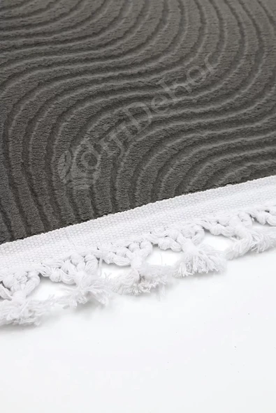 Halı Cool Antrasit Sahra Kaymaz Yıkanabilir Saçaklı Kare Yolluk Salon Halısı Modelleri - 3