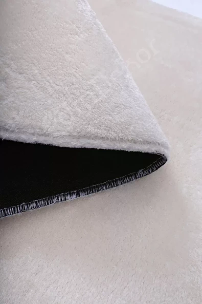 Peluş Halı Krem Cool Yıkanabilir Oval Post Kesme Yolluk Kilim Salon Halısı Modelleri - 3