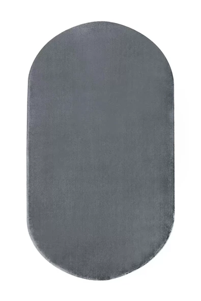 Peluş Halı Koyu Gri Cool Yıkanabilir Oval Kesme Post Yolluk Kilim Salon Halısı Modelleri - 2