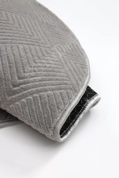 Halı Cool Gri Pramit Desenli Saçaksız Yuvarlak Kesme Yolluk Kilim Salon Halısı Modelleri - 4