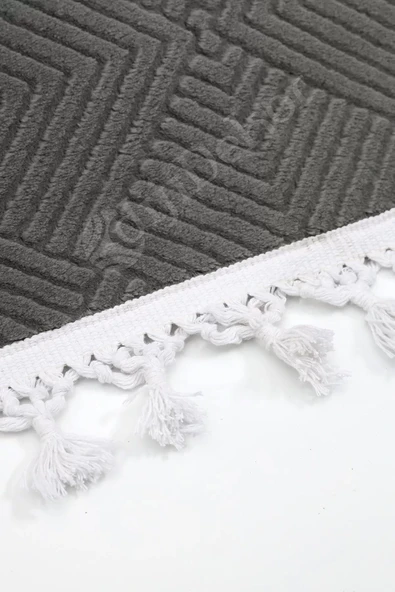 Halı Cool Antrasit Pramit Kaymaz Yıkanabilir Saçaklı Yolluk Kilim Salon Halısı Modelleri - 3