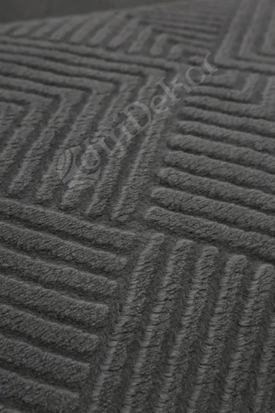 Avangard Oval Halı Pramit Antrasit Salon Koridor Antre Mutfak Halısı Silinebilir Saçaklı - 3