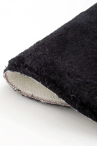 Siyah Şekilli Post Dokuma Halı Peluş Yumuşacık Kaymaz Antibakteriyel - Resim 3