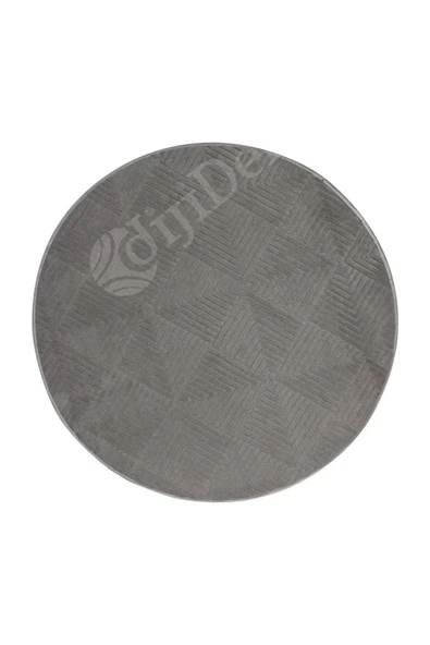 Halı Cool Gri Pramit Desenli Saçaksız Yuvarlak Kesme Yolluk Kilim Salon Halısı Modelleri - 2