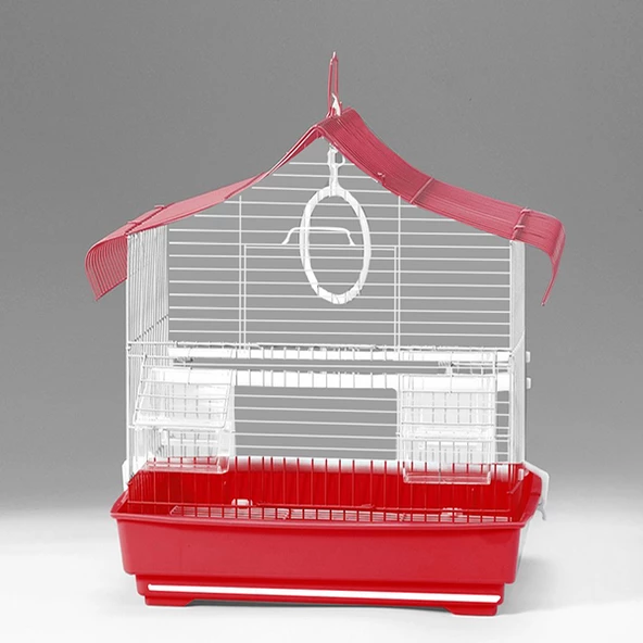 Qh Kuş Kafes Üçgen Çatılı 28x22x39 Kırmızı Muhabbet Kanarya - 2
