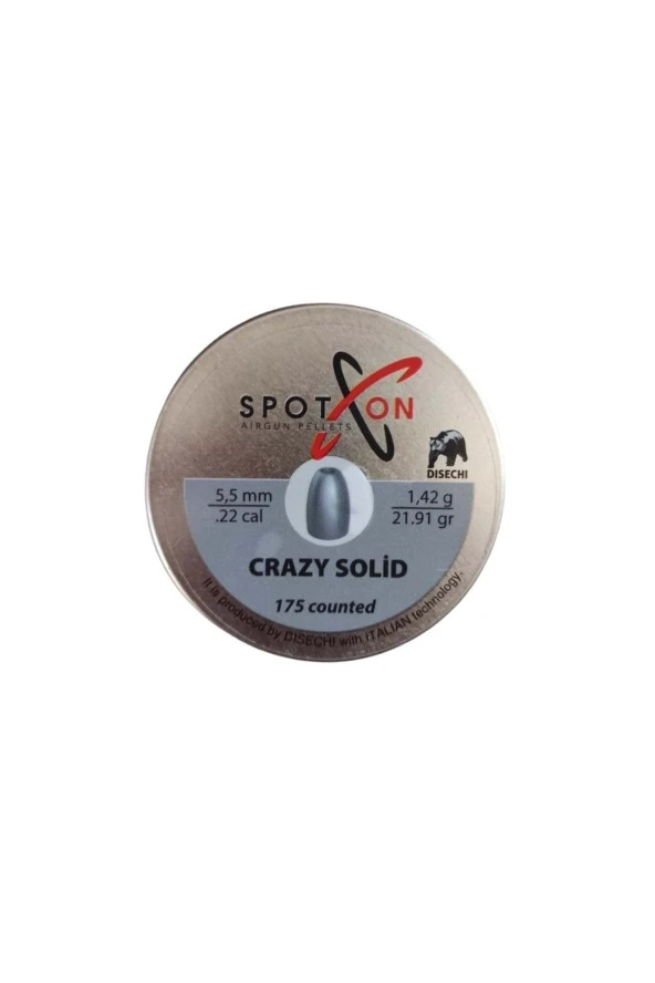 Spoton Crazy Solid 5.5mm Saçma Pellet (21.91 Graın - 175 Adet)