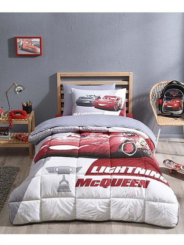 Özdilek Lisanslı Tek Kişilik Uyku Seti Fitted Çarşaf Cars Piston Cup Kırmızı