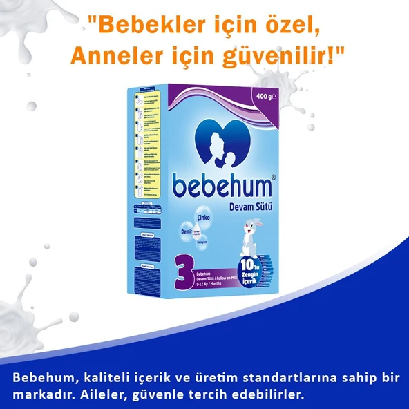Bebehum 3 Devam Sütü 400 gr 9-12 Ay 10 Adet - Resim 3