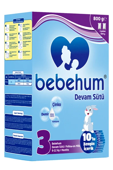 Bebehum 3 Devam Sütü 800 Gr 9-12 Ay ürün görseli