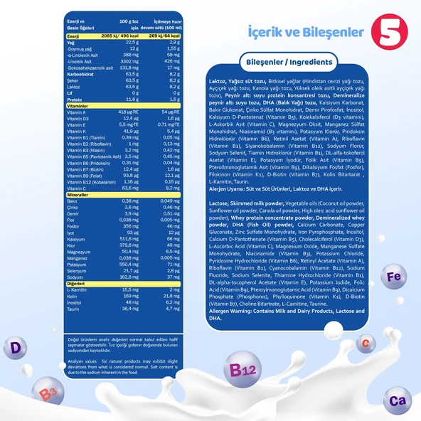 Bebehum 5 Devam Sütü 24Ay+ 800 gr X 6 Adet - Resim 6