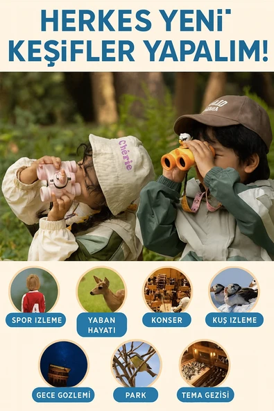 ELECTROAWM 8x25 HD Optik Sevimli Oyuncak  kaliteli Dürbün Pembe Benzersiz Hediye - 6