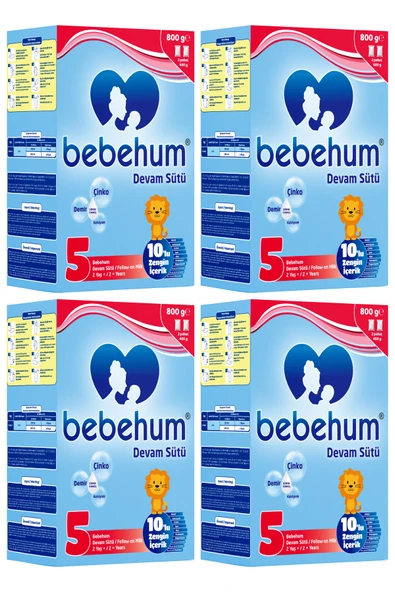 Bebehum 5 Devam Sütü 2 Yaş+ 800 gr x 4 Adet ürün görseli