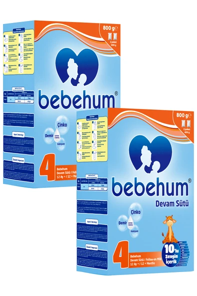 Bebehum 4 Devam Sütü 12 Ay+ 800 gr x 2 Adet ürün görseli