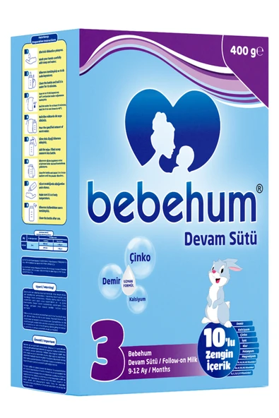 Bebehum 3 Devam Sütü 400 Gr 9-12 Ay ürün görseli