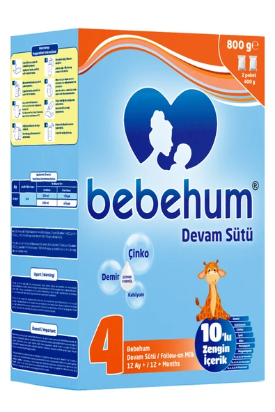 Bebehum 4 Devam Sütü 800 Gr 12+ Ay ürün görseli
