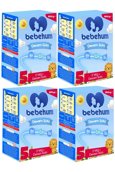 Bebehum 5 Devam Sütü 2 Yaş+ 800 gr x 4 Adet