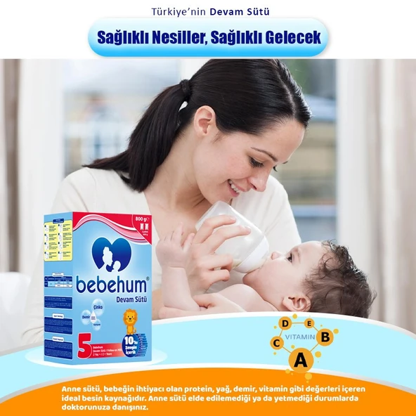 Bebehum 5 Devam Sütü 24Ay+ 800 gr X 6 Adet - Resim 2
