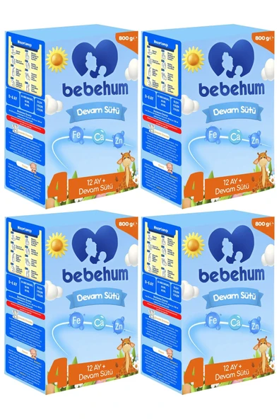 Bebehum 4 Devam Sütü 12 Ay+ 800 gr x 4 Adet