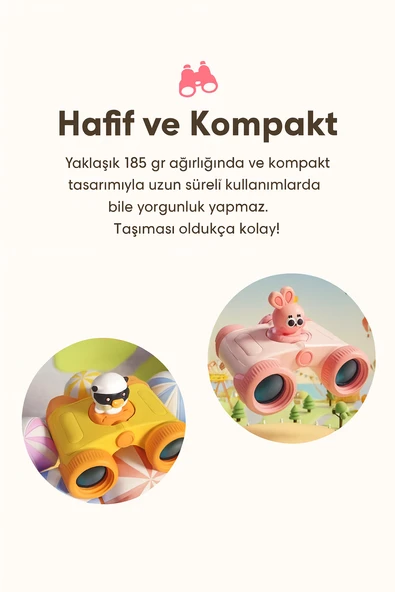 ELECTROAWM 8x25 HD Optik Sevimli Oyuncak  kaliteli Dürbün Pembe Benzersiz Hediye - 3