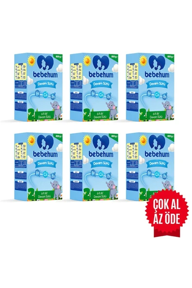 Bebehum 2 Devam Sütü 6-9 Ay 800 gr X 6 Adet