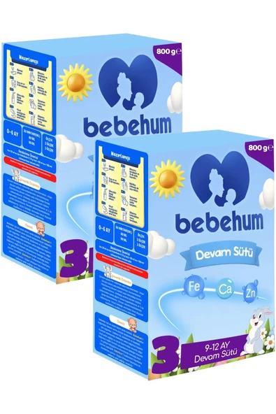 Bebehum 3 Devam Sütü 9-12 Ay 800 gr x 2 Adet